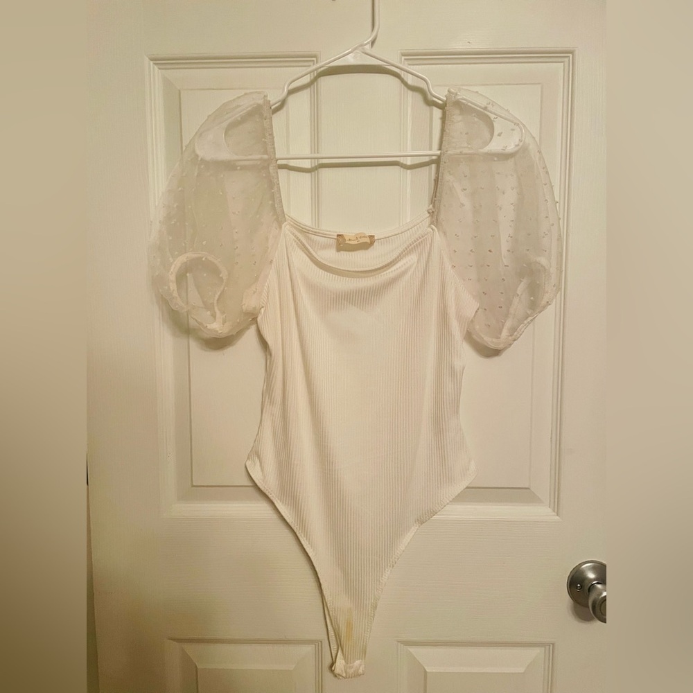 White Puff Sleeve Bodysuit